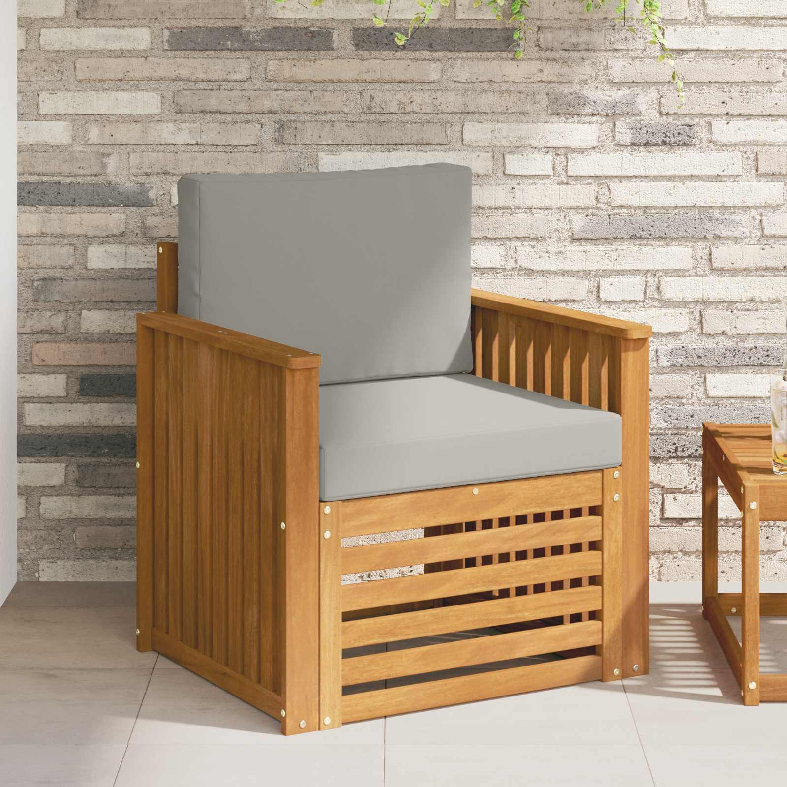 Udendørs sofagruppe med pude Naturfarvet 71 x 63 x 73 cm billede