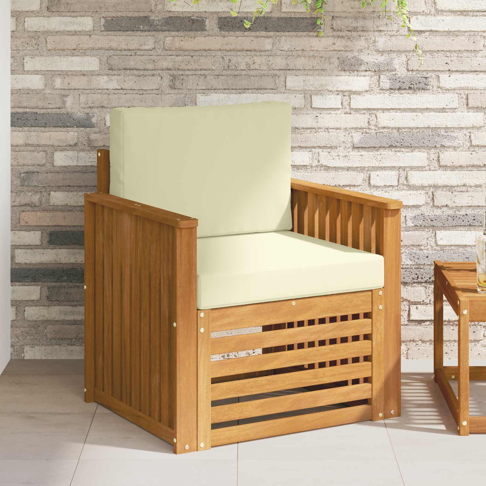 Udendørs sofagruppe med pude Naturfarvet 71 x 63 x 73 cm billede