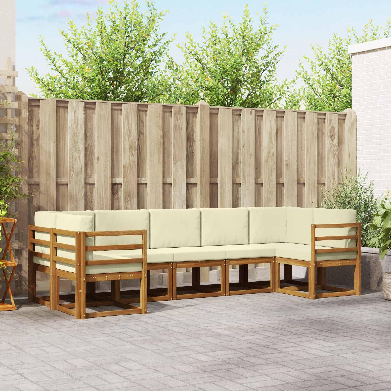 Sofa Sæt 7 stk Naturlig og Fløde Soli Akacietræ og polyester billede