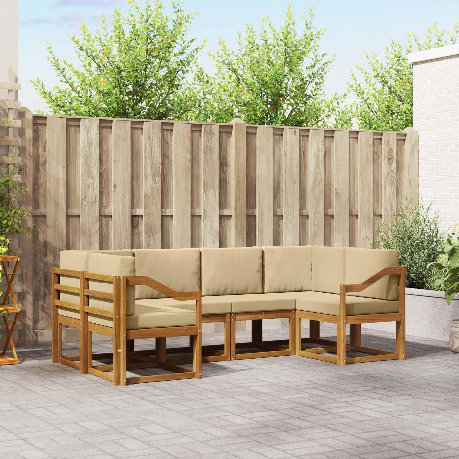 Sofa Sæt 6 stk Naturlig og Beige Soli Akacietræ og polyester billede
