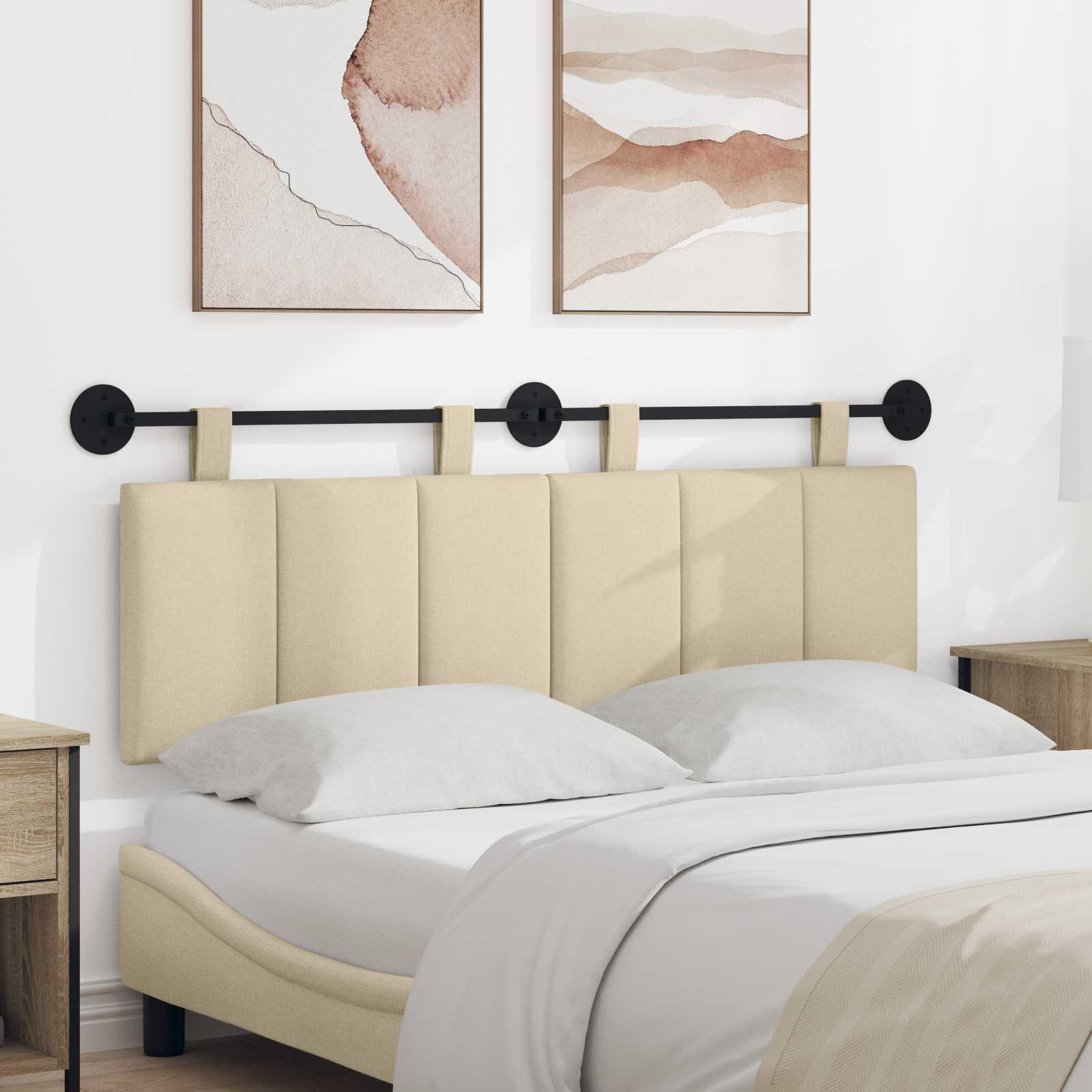 Hængende Hovedgavl Vægmonteret Creme 150 x 55 x 5 cm Stof billede