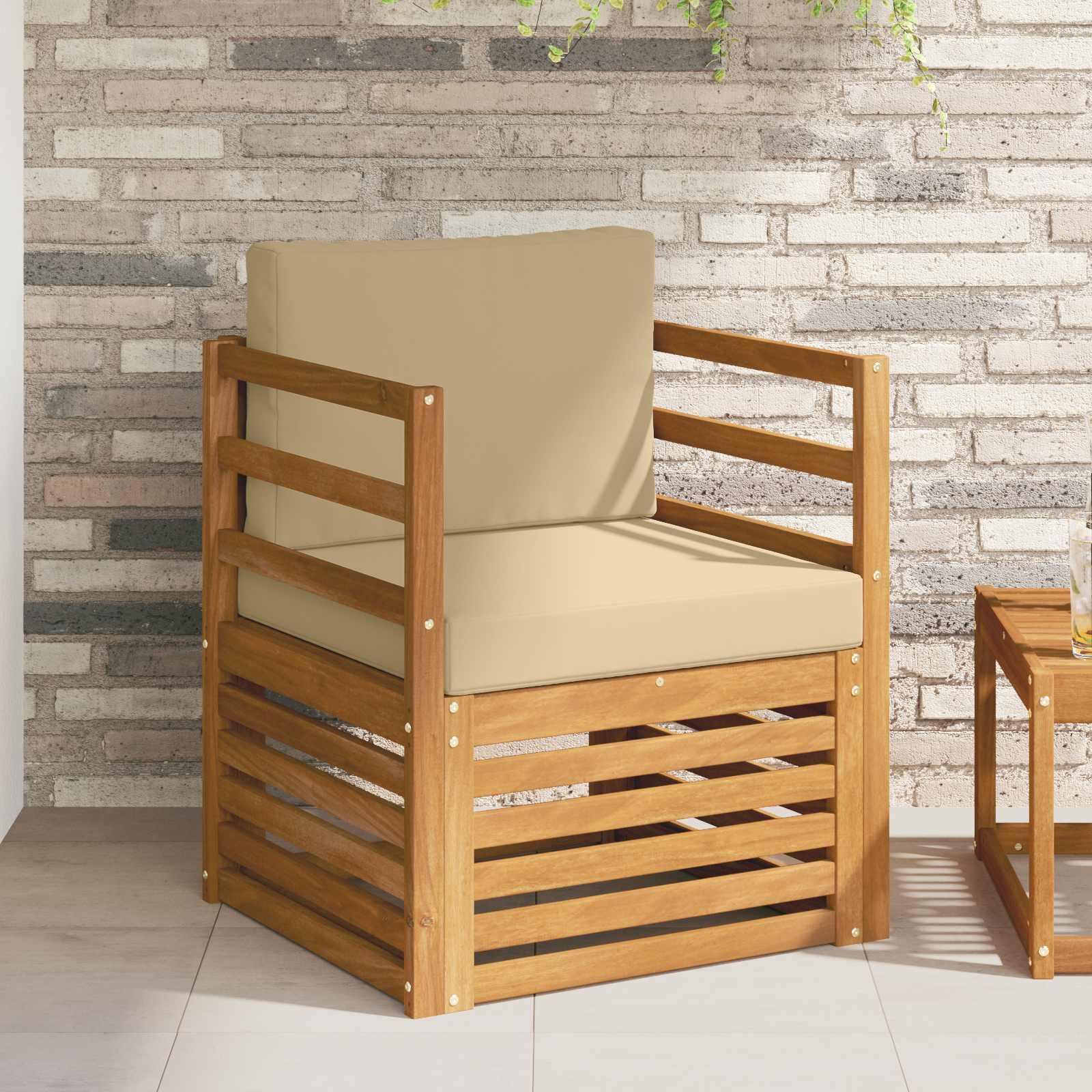 Udendørs sofagruppe med pude Naturfarvet 67 x 63 x 73 cm billede