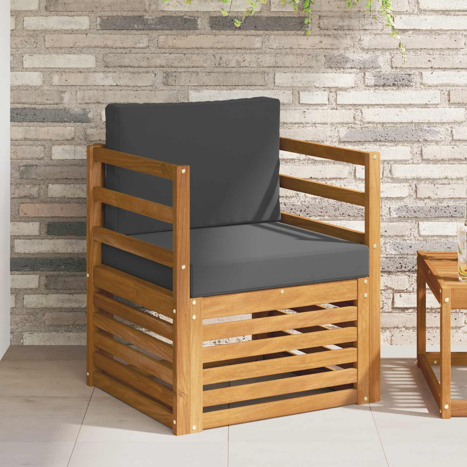Udendørs sofagruppe med pude Naturfarvet 67 x 63 x 73 cm billede