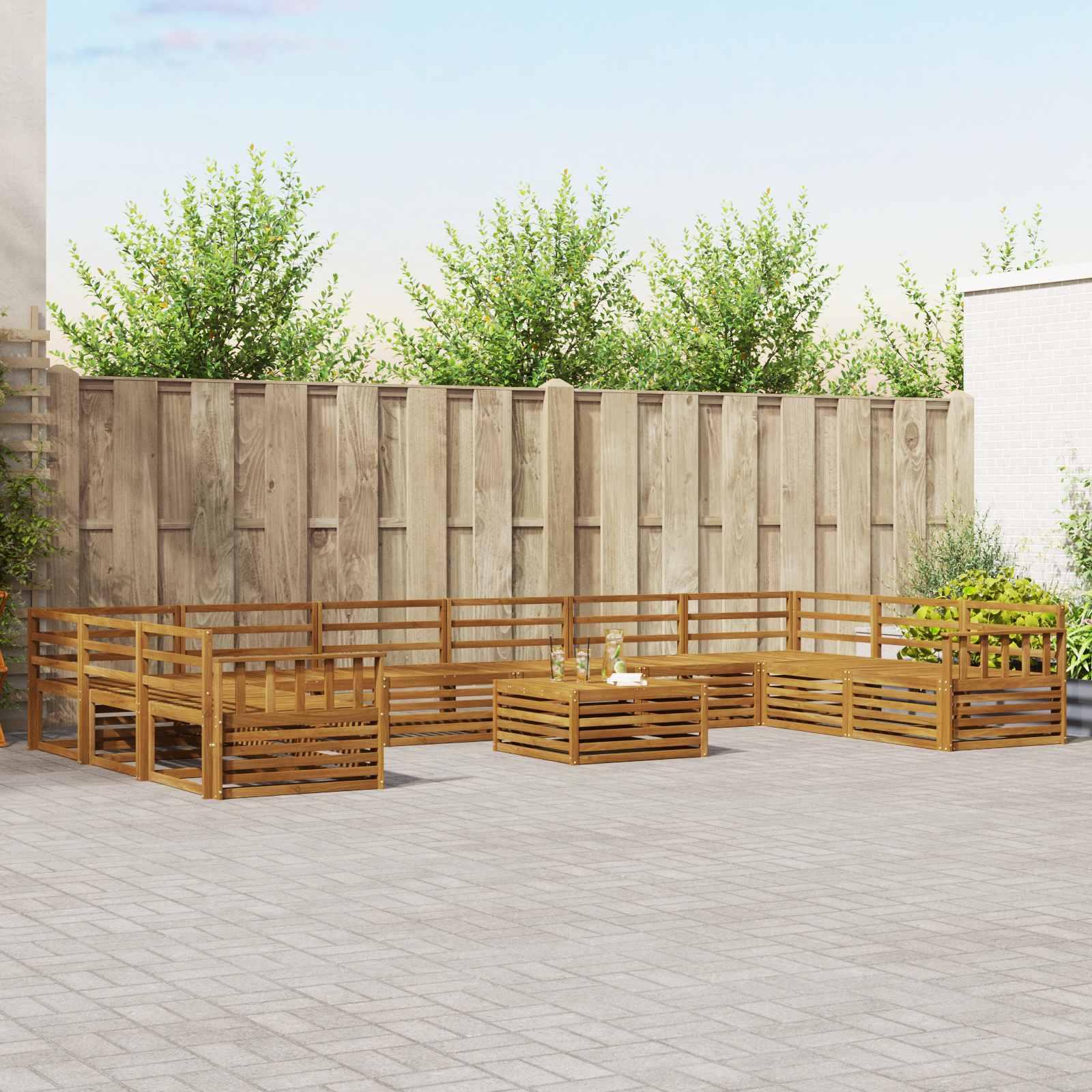 Sofasæt til terrasse - 11 dele i naturfarvet massivt akacietræ billede