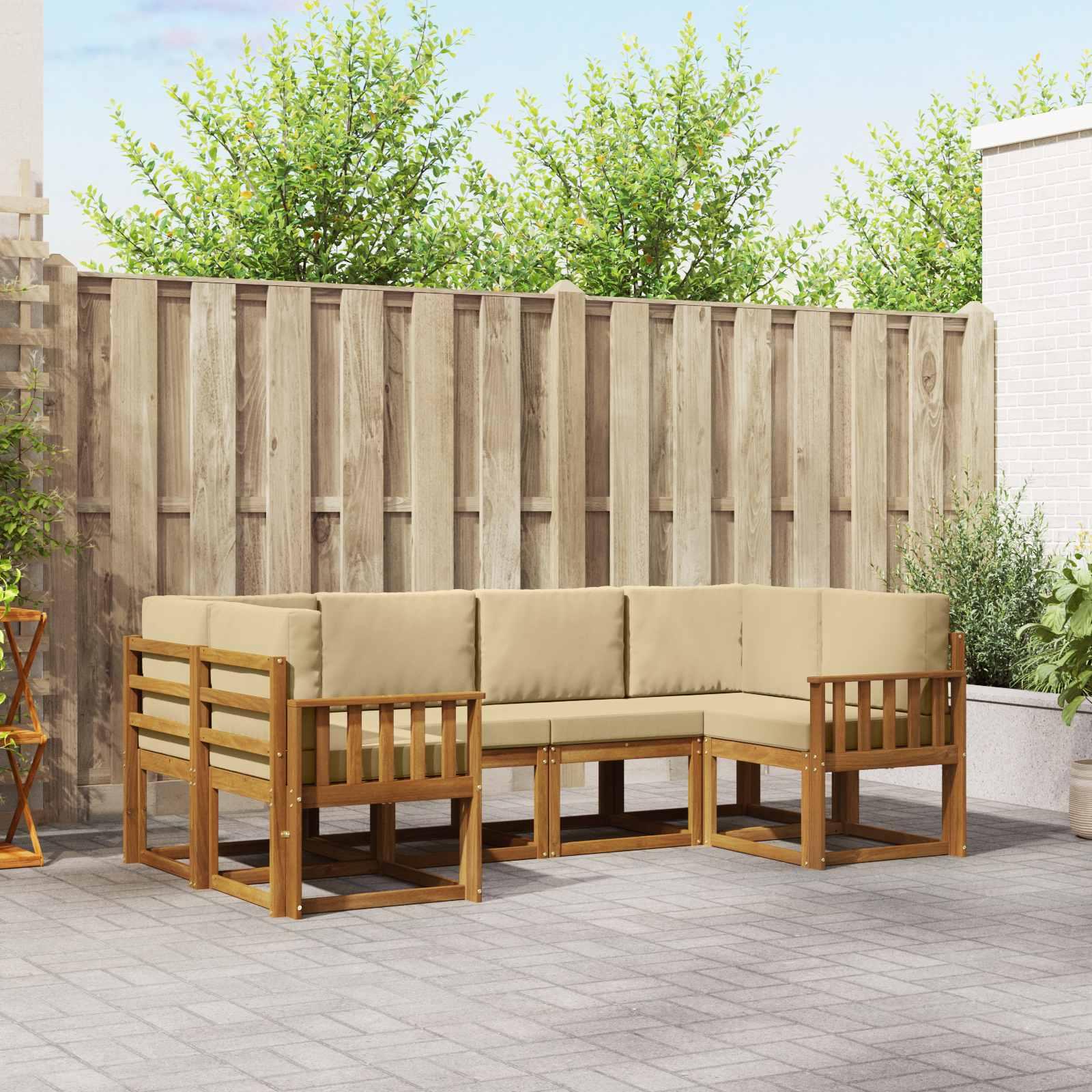 Sofa Sæt 6 stk Naturlig og Beige Soli Akacietræ og polyester billede