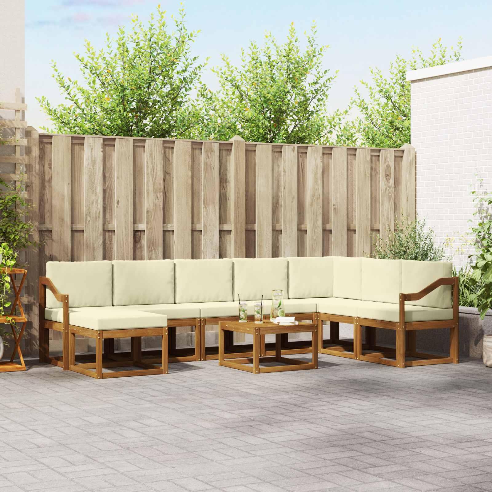 Sofa Sæt 9 stk Naturlig og Fløde Soli Akacietræ og polyester billede