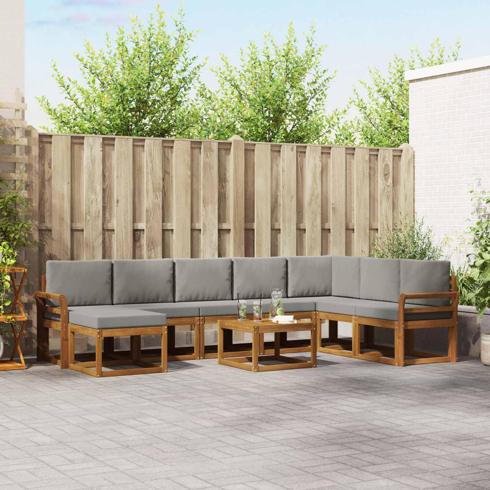 Sofa Sæt 9 stk Naturlig og Lys Grå Soli Akacietræ og polyester billede
