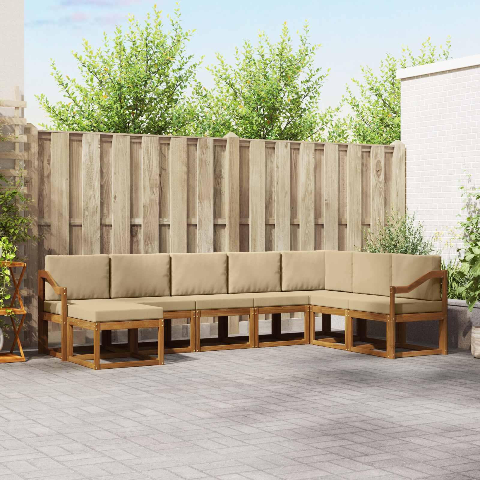 Sofa Sæt 8 stk Naturlig og Beige Soli Akacietræ og polyester billede