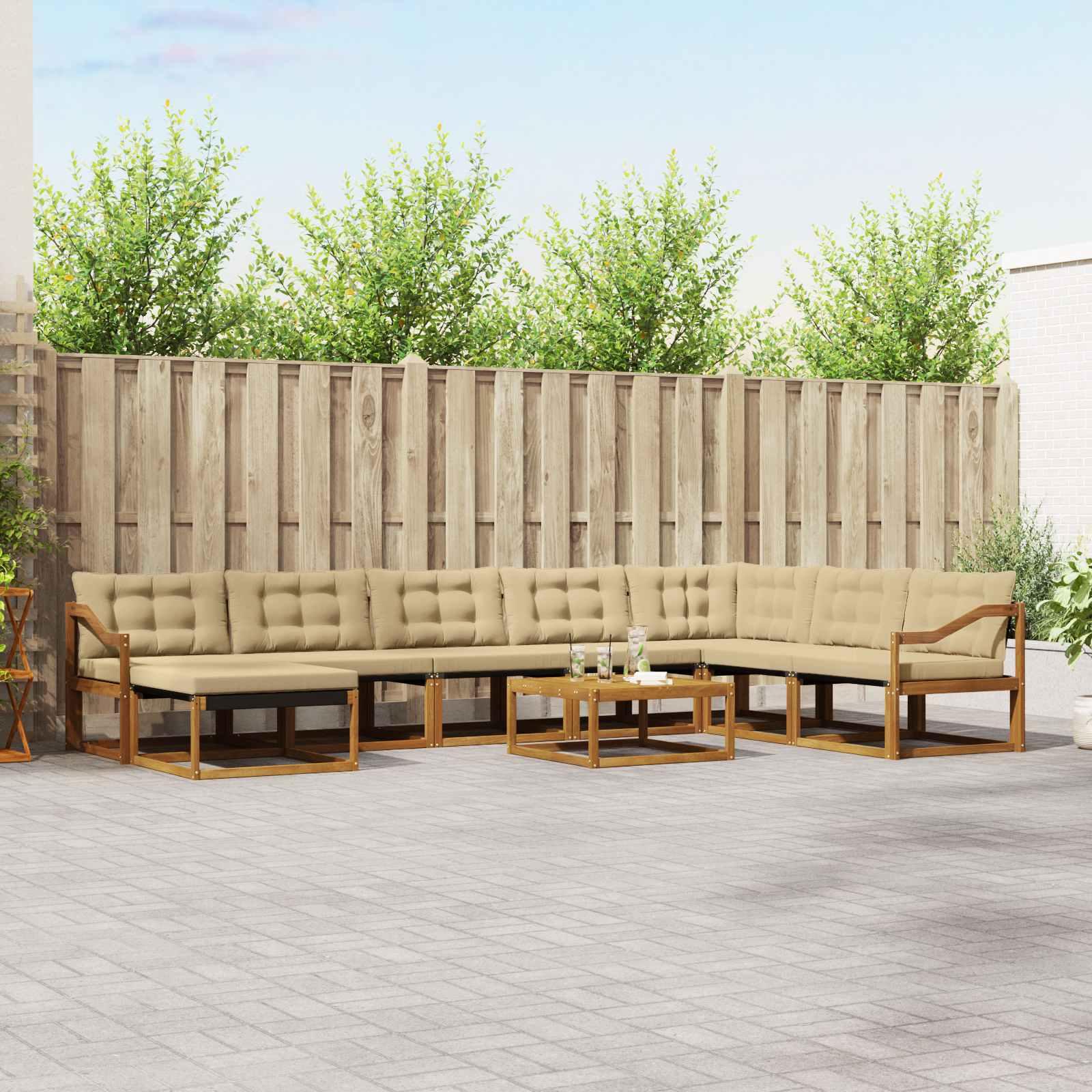 Udendørs sofagruppe 25 stk Naturlig og Beige Massivt Akacietræ billede