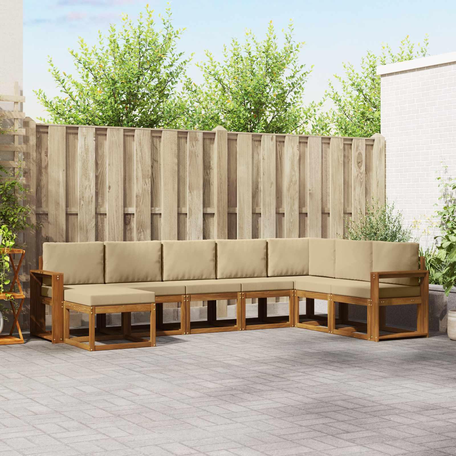 Sofa Sæt 8 stk Naturlig og Beige Soli Akacietræ og polyester billede