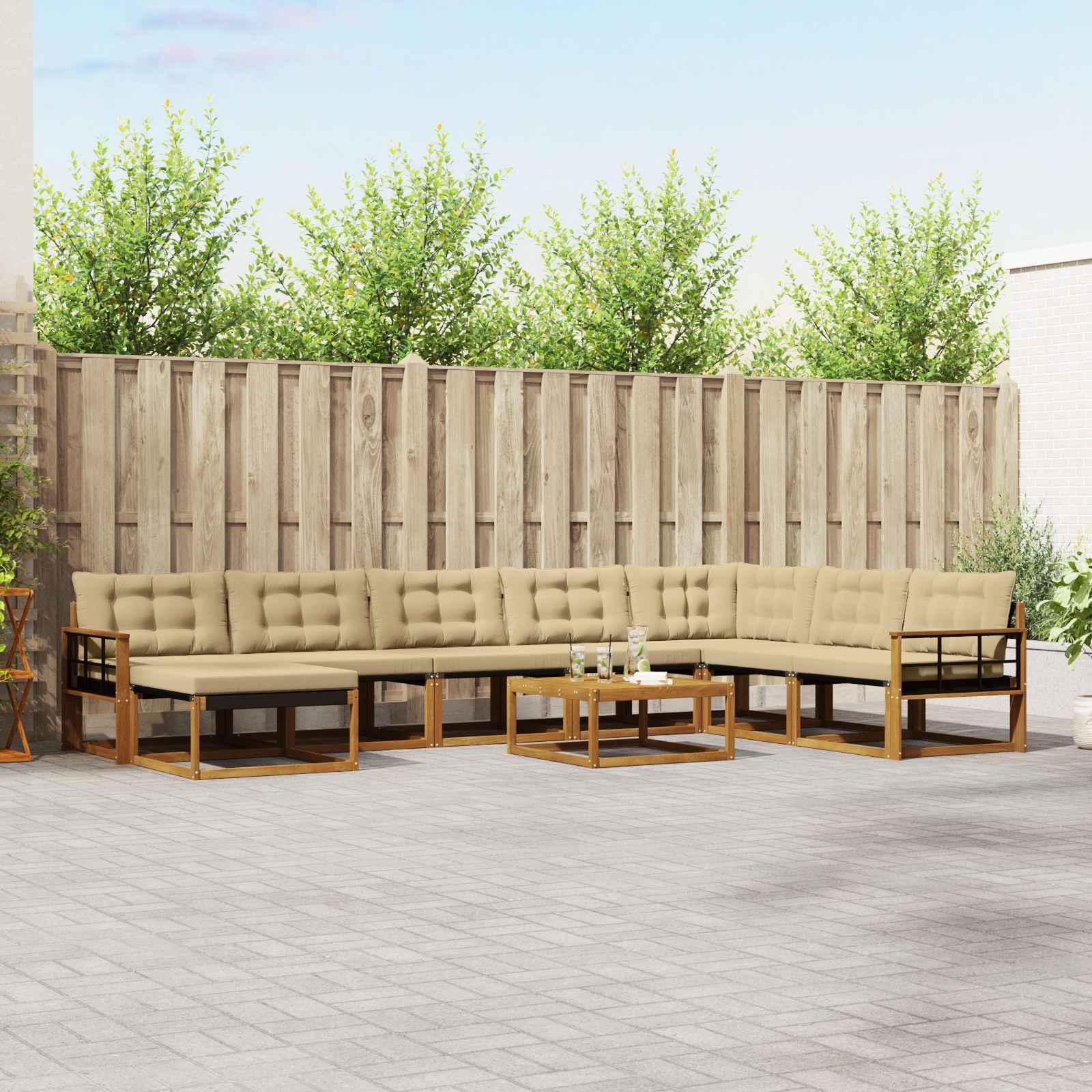 Udendørs sofagruppe 25 stk Naturlig og Beige Massivt Akacietræ billede