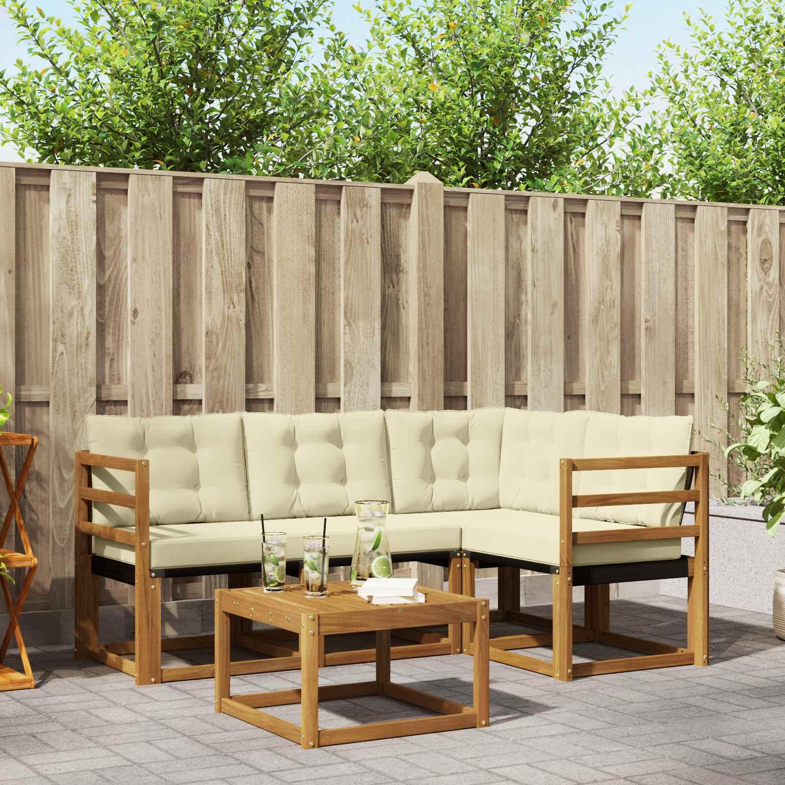 Udendørs sofagruppe med pude 5 stk Naturlig og Fløde billede