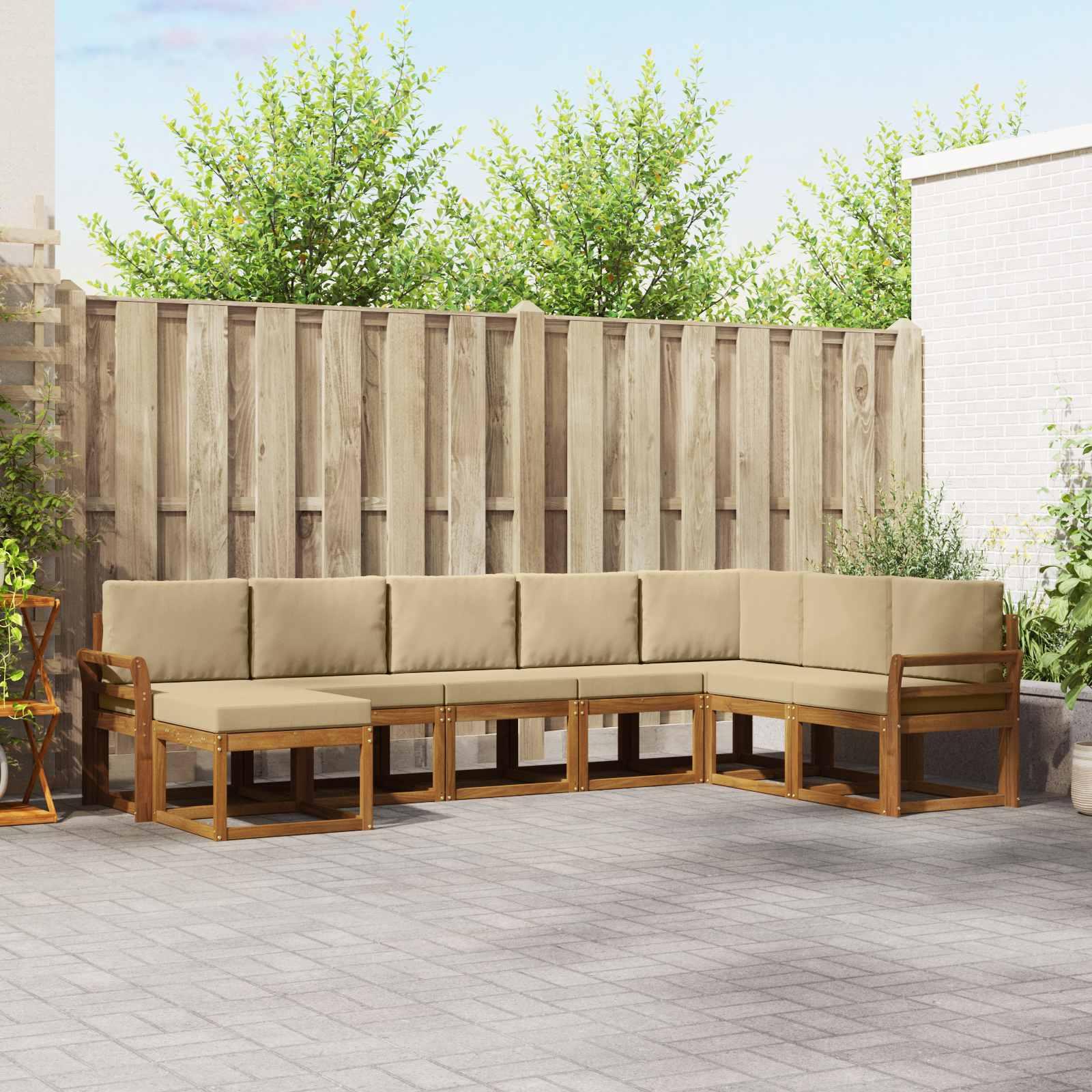 Sofa Sæt 8 stk Naturlig og Beige Soli Akacietræ og polyester billede
