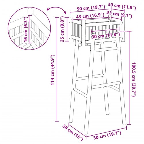Havekrukke med holder Naturfarvet 50 x 38 x 114 cm Bambus