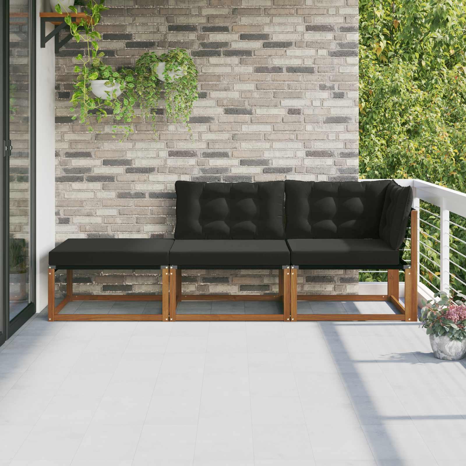 Udendørs Sektionel Sofa Enheder med pude 3 Stk Naturfarvet billede