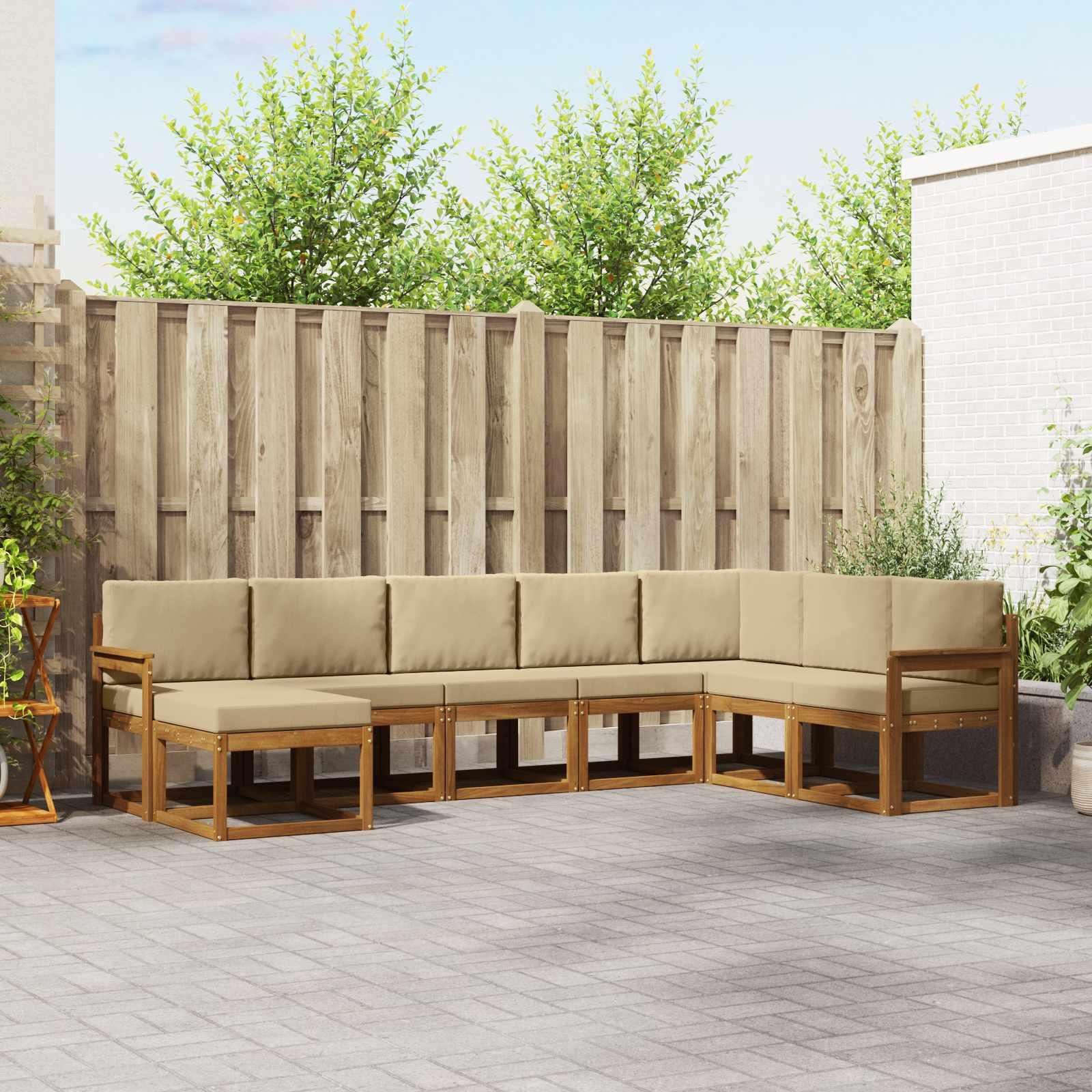 Sofa Sæt 8 stk Naturlig og Beige Soli Akacietræ og polyester billede