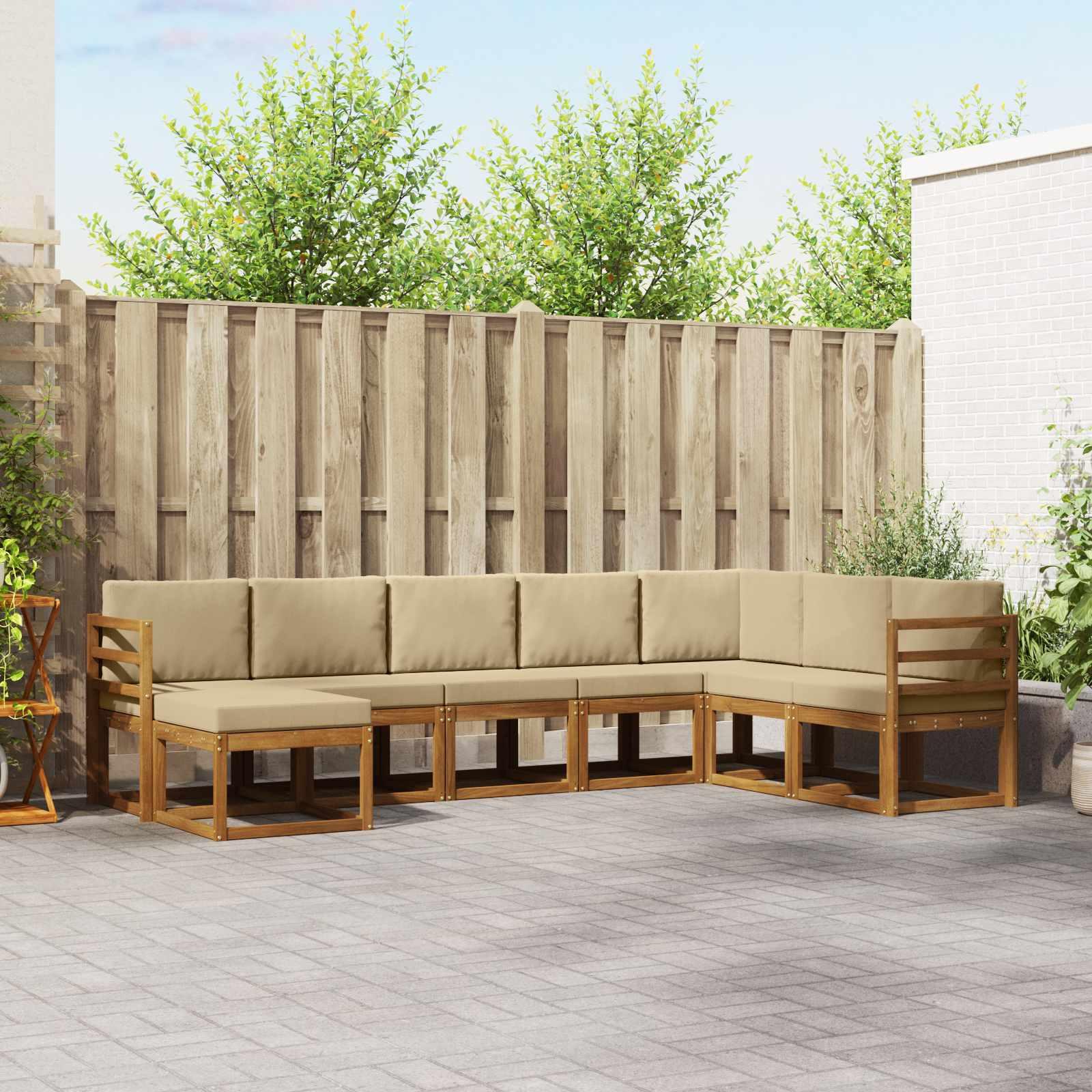 Sofa Sæt 8 stk Naturlig og Beige Soli Akacietræ og polyester billede