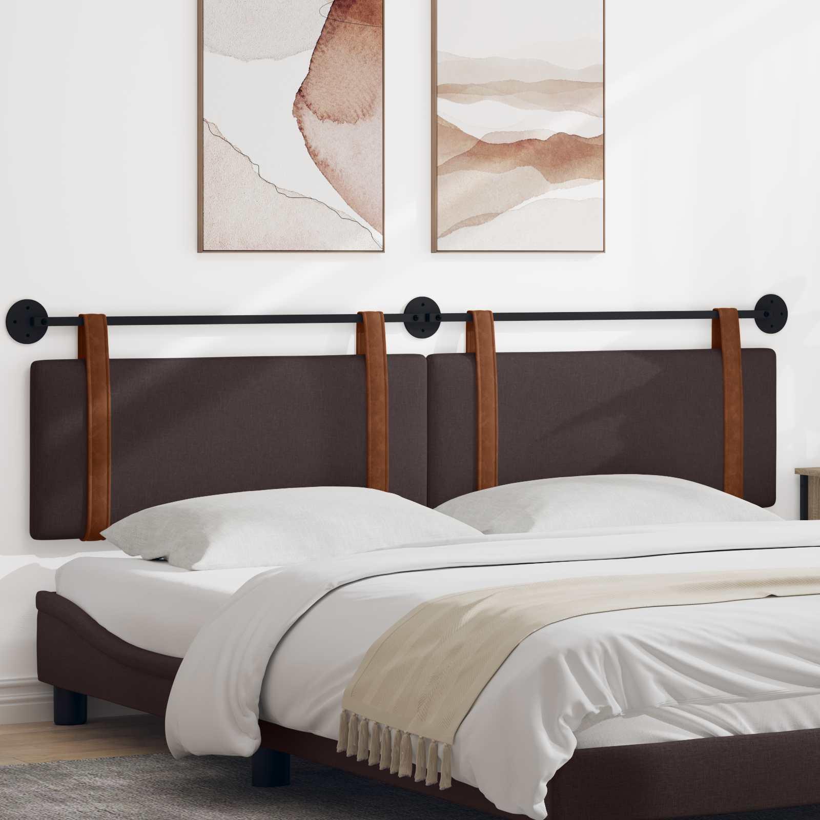 Hængende Hovedgavl Ensfarvet Mørk Brun 210 x 55 x 5 cm Antik PU billede