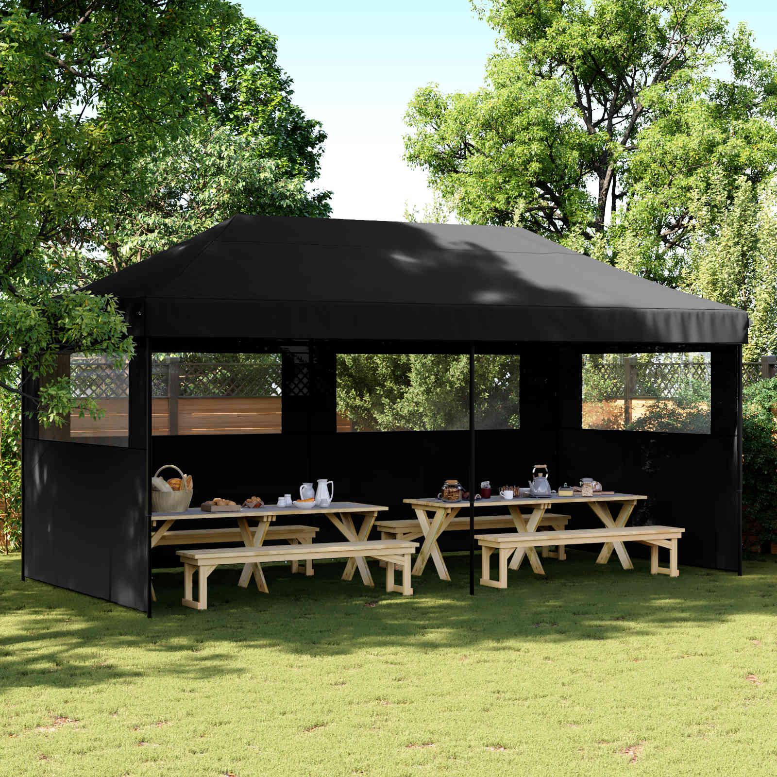 Party Tent Sort 292 x 580 x 315 cm Oxford stof billede