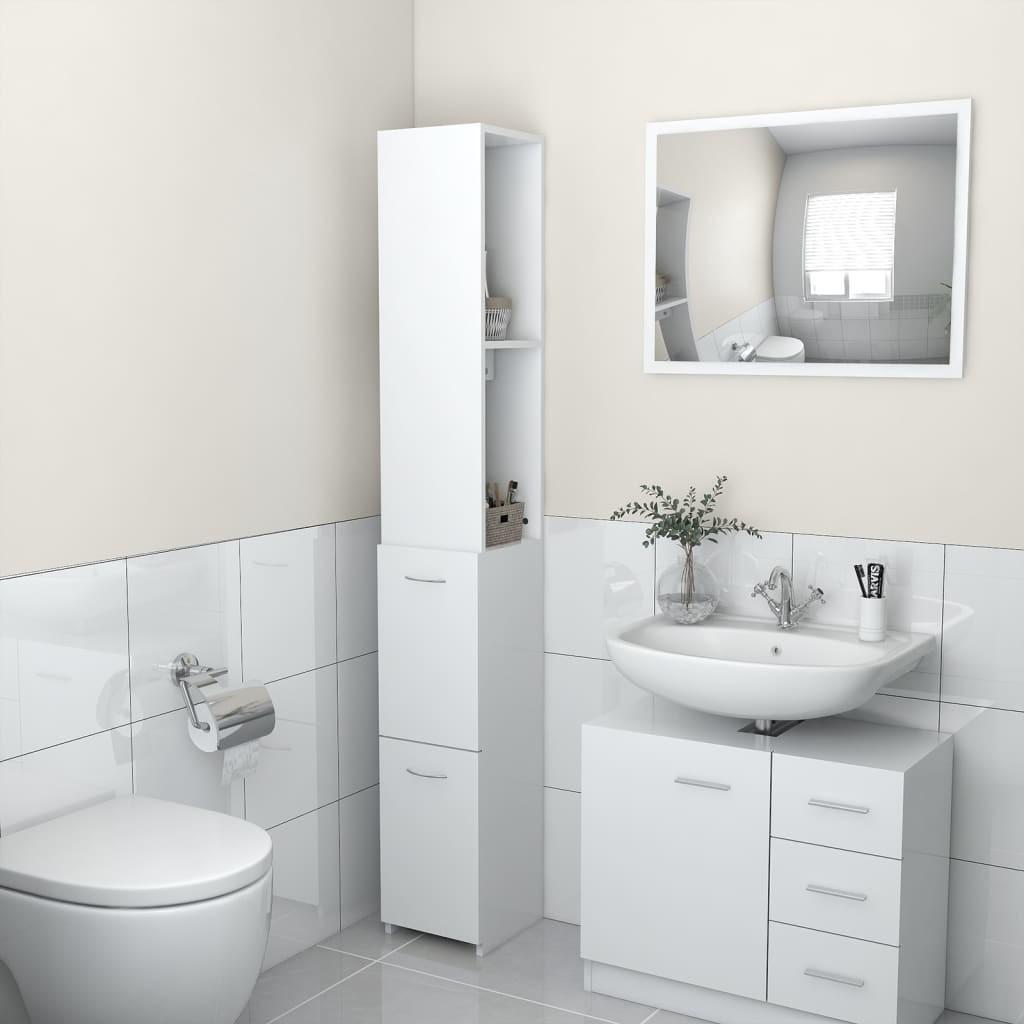 Badeværelsesskab 25x26,5x170 cm konstrueret træ hvid