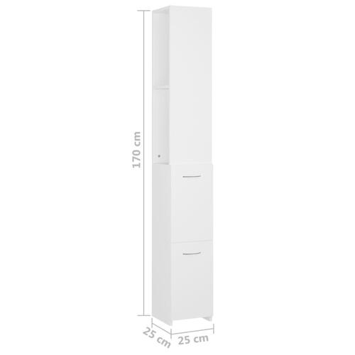 Badeværelsesskab 25x26,5x170 cm konstrueret træ hvid