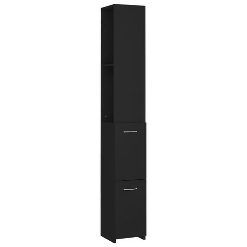 Badeværelsesskab 25x26,5x170 cm konstrueret træ sort