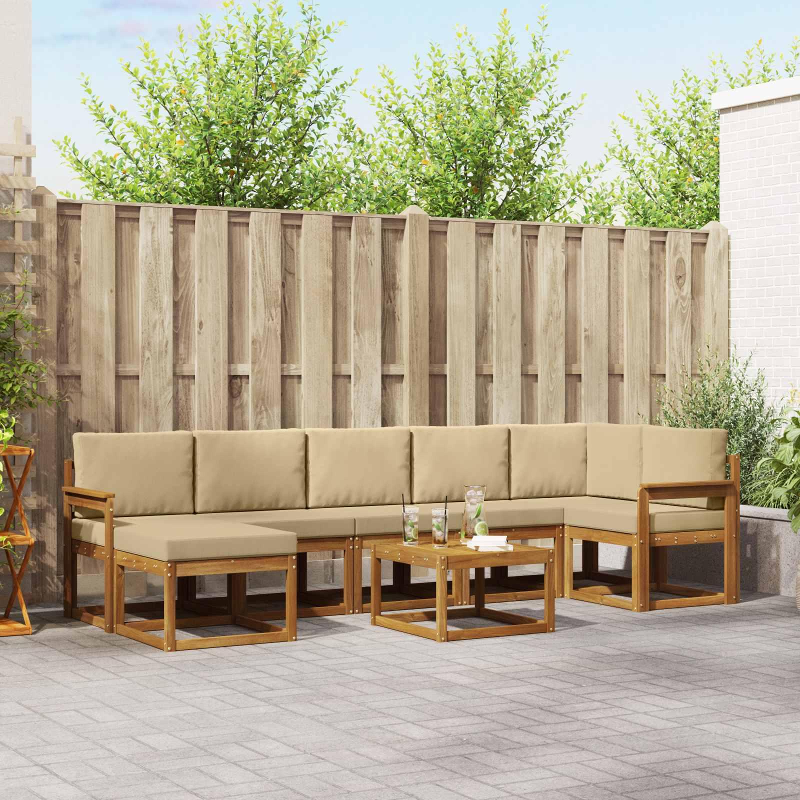 Sofa Sæt 8 stk Naturlig og Beige Soli Akacietræ og polyester billede