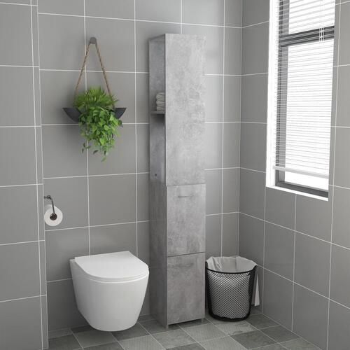 Badeværelsesskab 25x26,5x170 cm konstrueret træ betongrå