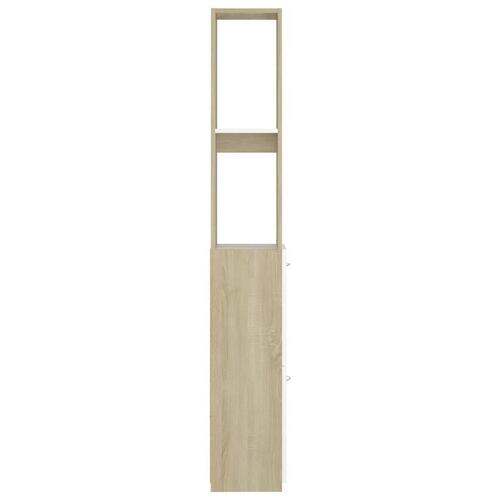 Badeværelsesskab 25x26,5x170 cm spånplade hvid og sonoma-eg