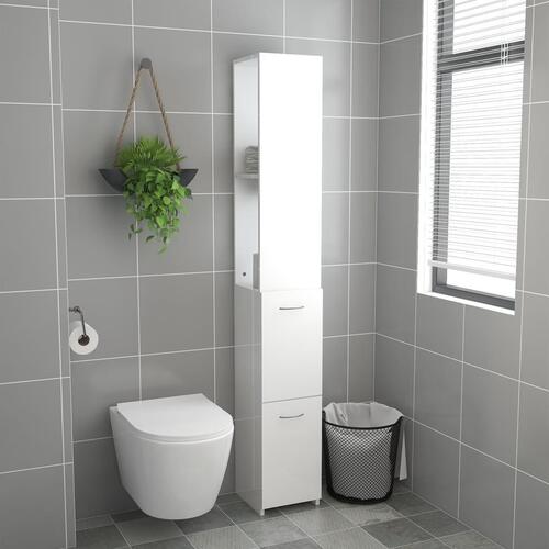 Badeværelsesskab 25x26,5x170 cm konstrueret træ hvid højglans