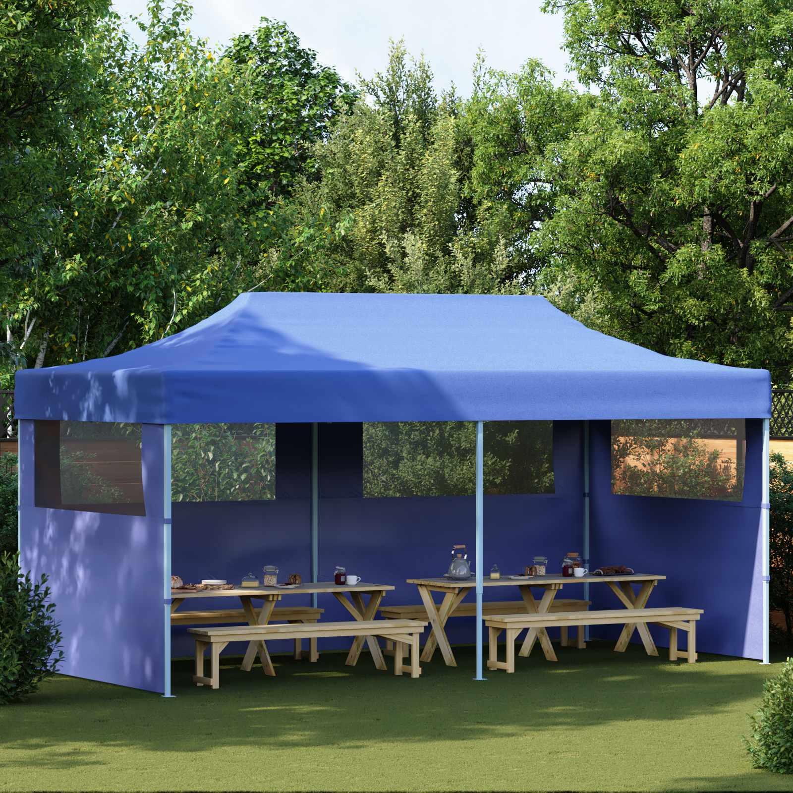 Party Tent Blå 291 x 580 x 315 cm Oxford stof billede