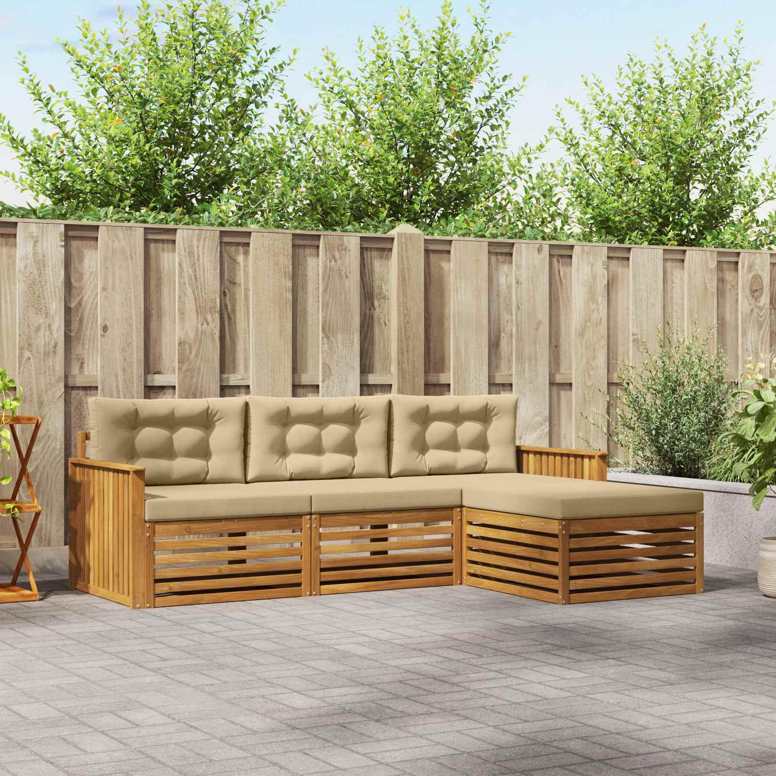 Udendørs sofagruppe i akacietræ - naturlig/beige, 249,5 × 162,5 × 73 cm