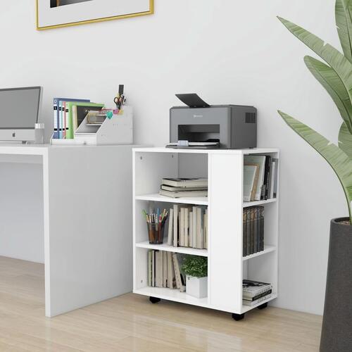 Rulleskab 60x35x75 cm konstrueret træ hvid