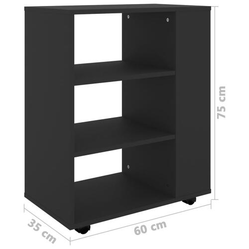 Rulleskab 60x35x75 cm konstrueret træ sort