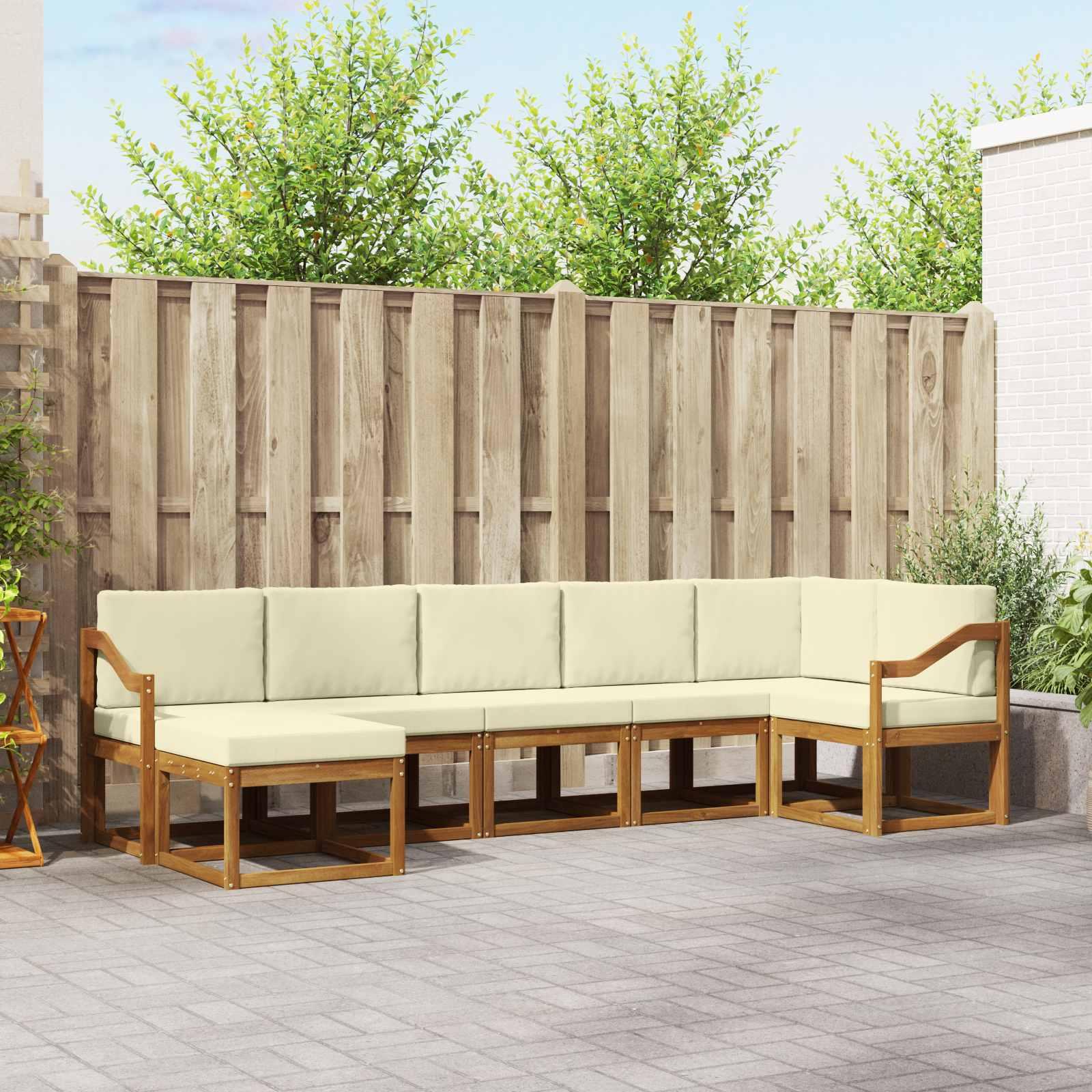 Sofa Sæt 7 stk Naturlig og Fløde Soli Akacietræ og polyester billede