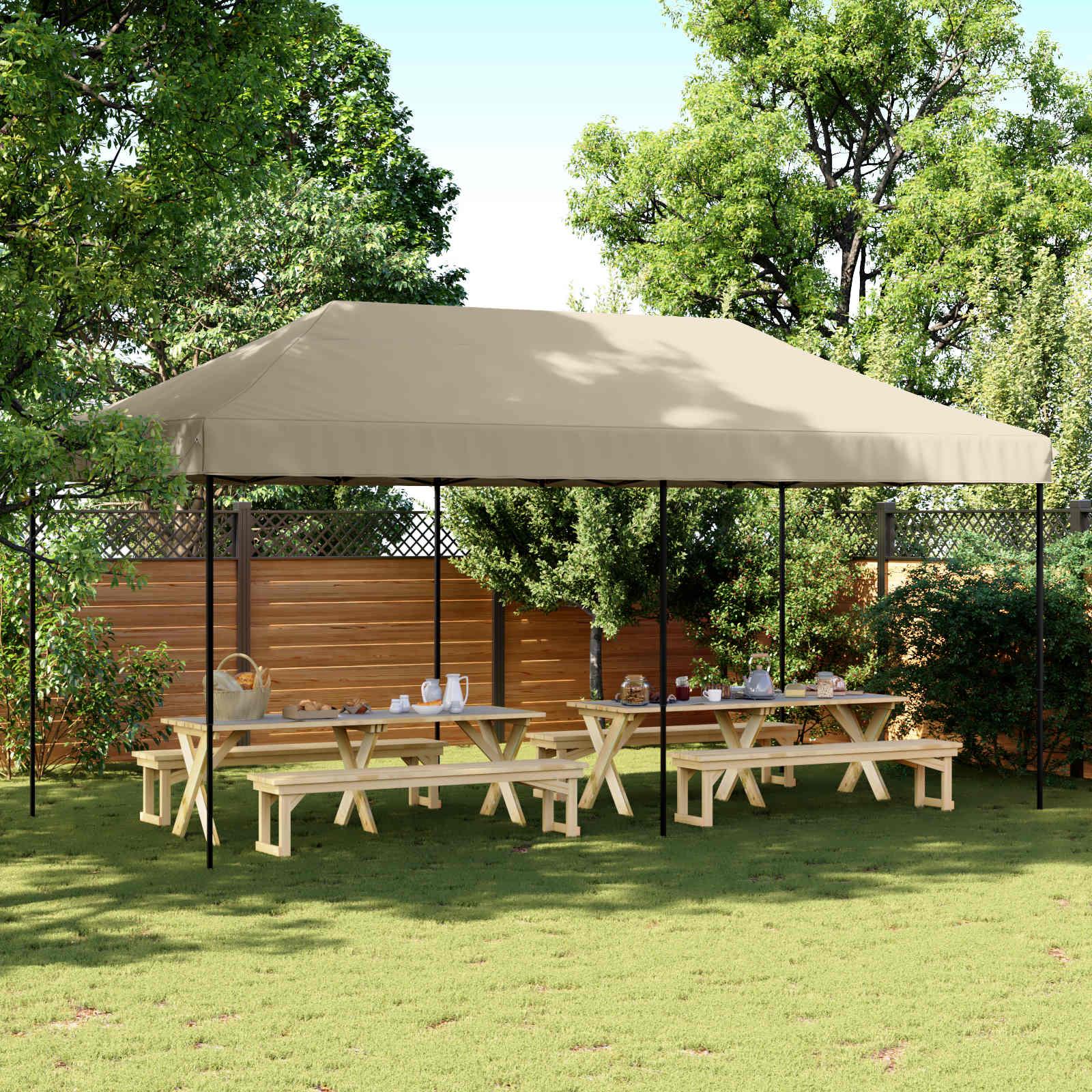 Party Tent Gråbrun 292 x 580 x 315 cm Oxford stof billede