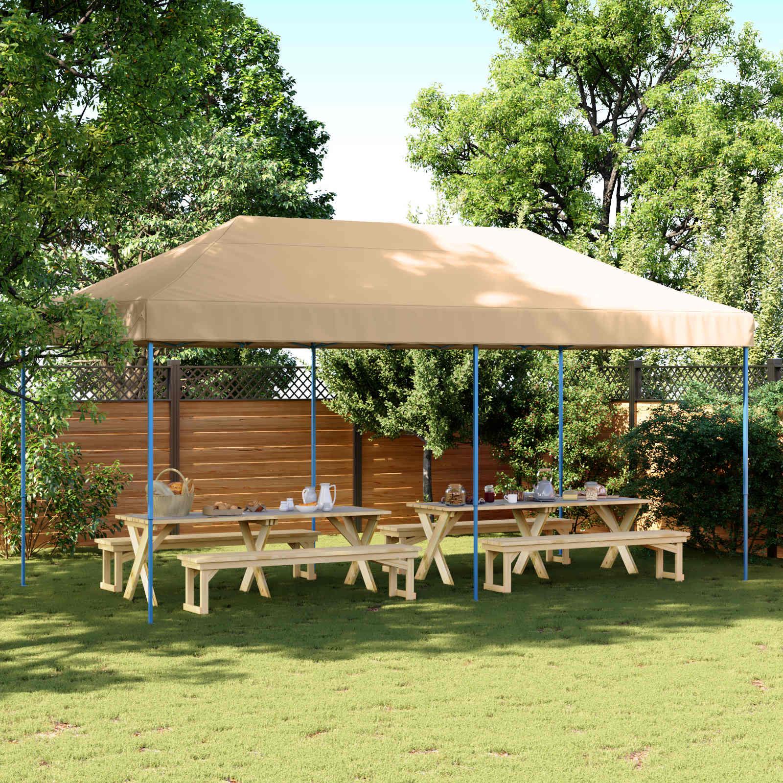 Party Tent Beige 292 x 580 x 315 cm Oxford stof billede