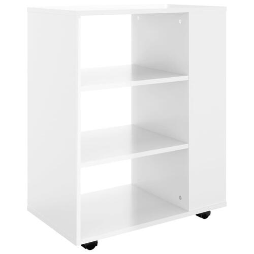 Rulleskab 60x35x75 cm konstrueret træ hvid højglans