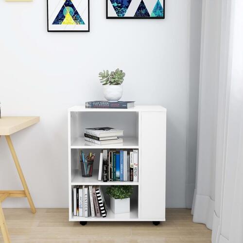 Rulleskab 60x35x75 cm konstrueret træ hvid højglans