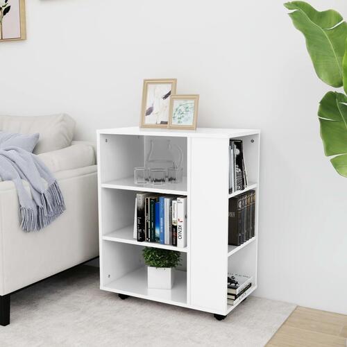 Rulleskab 60x35x75 cm konstrueret træ hvid højglans