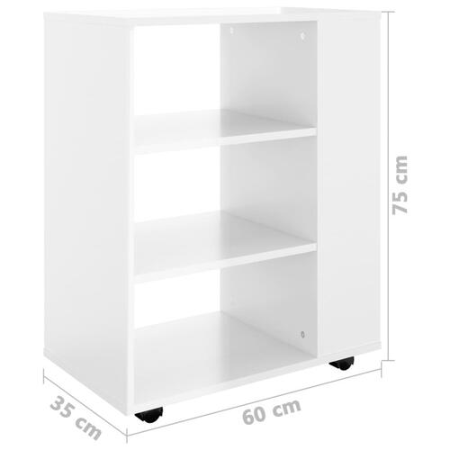 Rulleskab 60x35x75 cm konstrueret træ hvid højglans