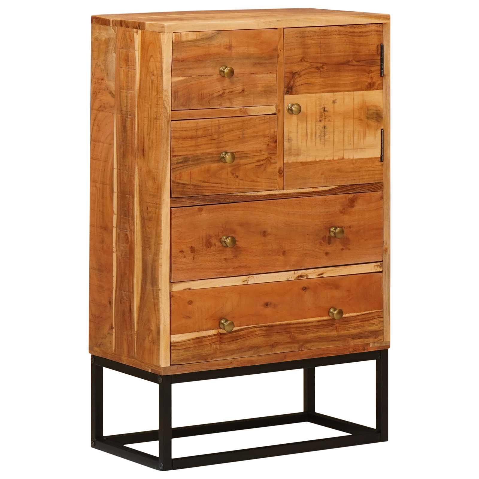 Skuffeskab Naturfarvet 55 x 30 x 90 cm Massivt Akacietræ billede