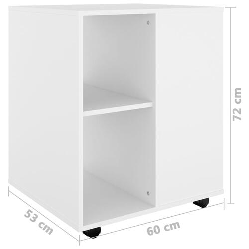 Rulleskab 60x53x72 cm konstrueret træ hvid