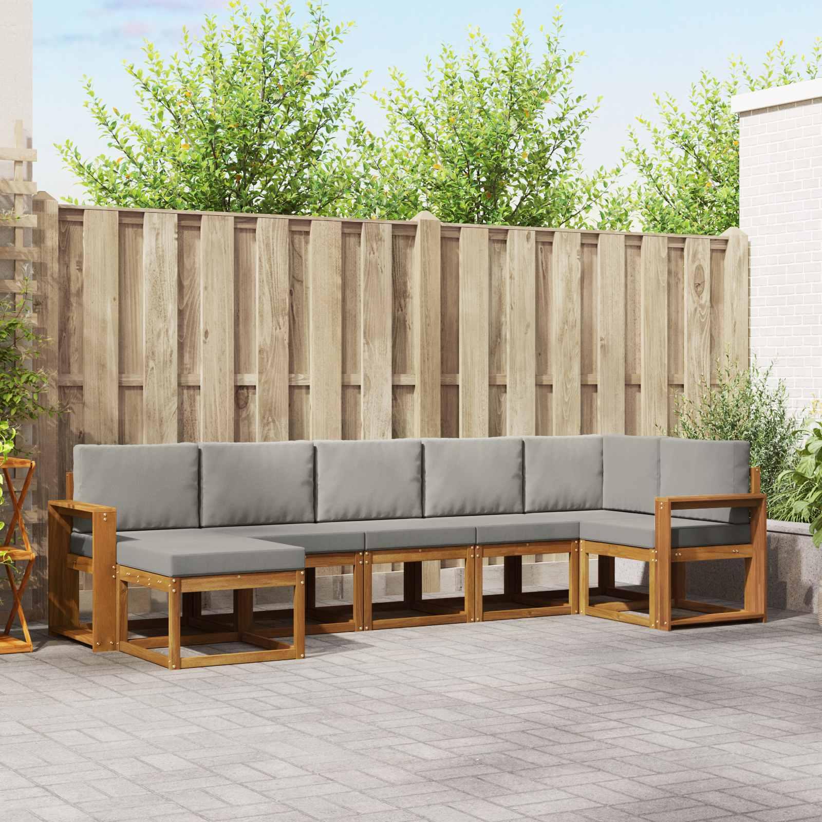 Sofa Sæt 7 stk Naturlig og Lys Grå Soli Akacietræ og polyester billede