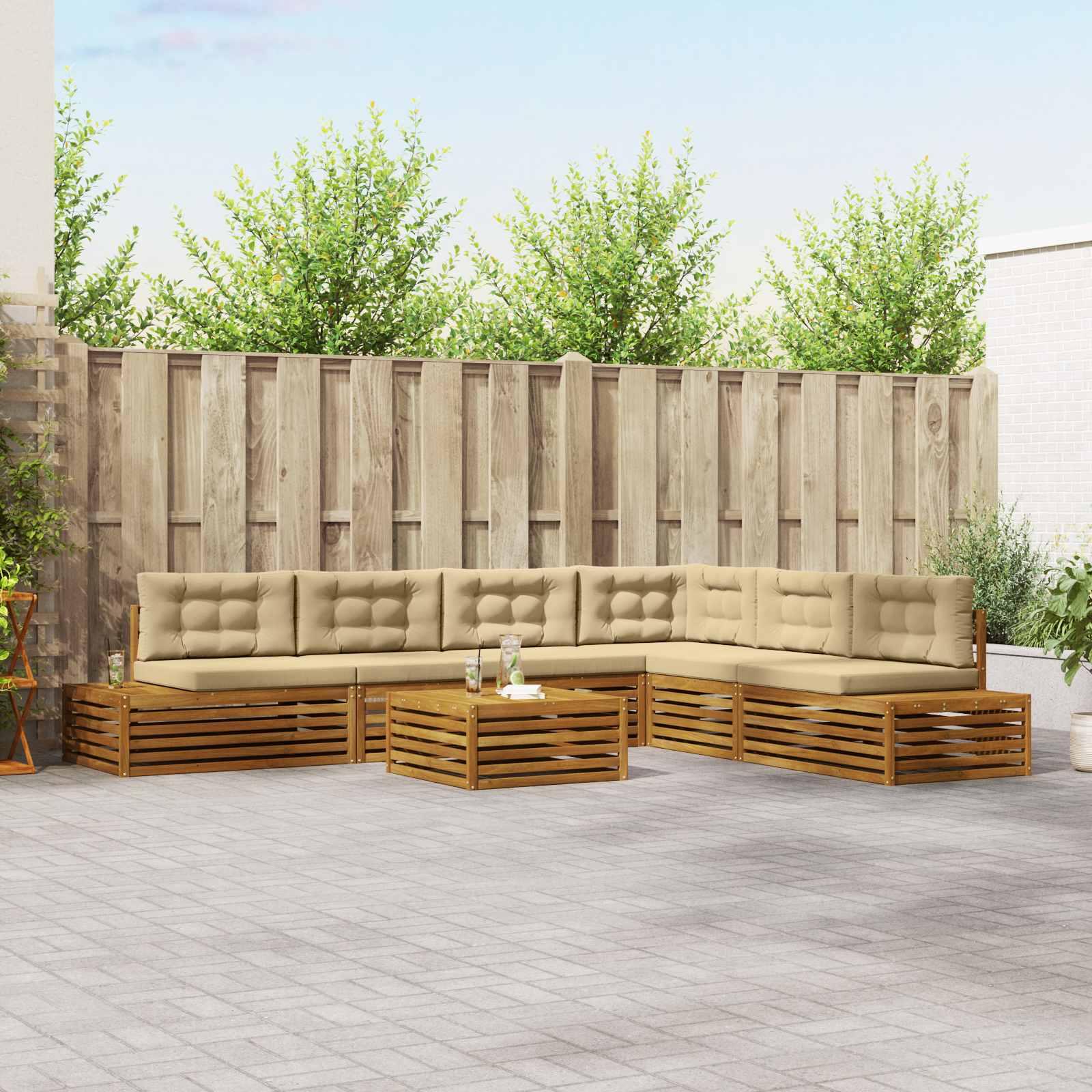 Udendørs sofagruppe med pude 20 Stk Naturlig og Beige billede