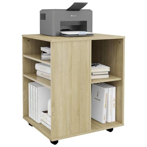 Skab med hjul 60x53x72 cm konstrueret træ sonoma-eg