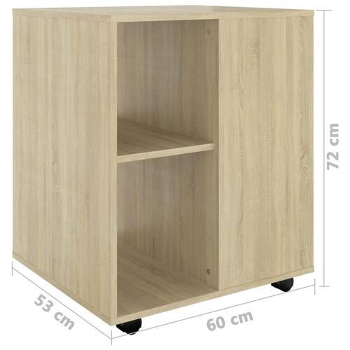 Skab med hjul 60x53x72 cm konstrueret træ sonoma-eg