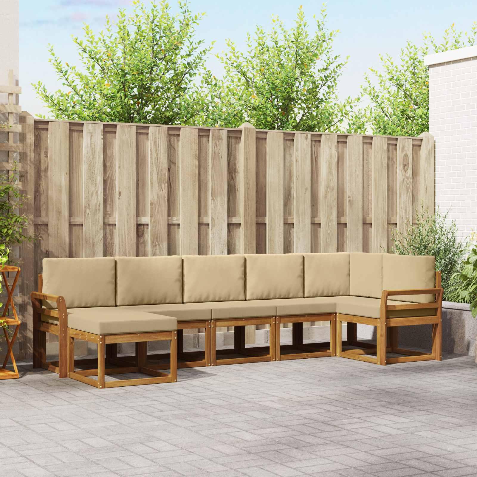 Sofa Sæt 7 stk Naturlig og Beige Soli Akacietræ og polyester billede
