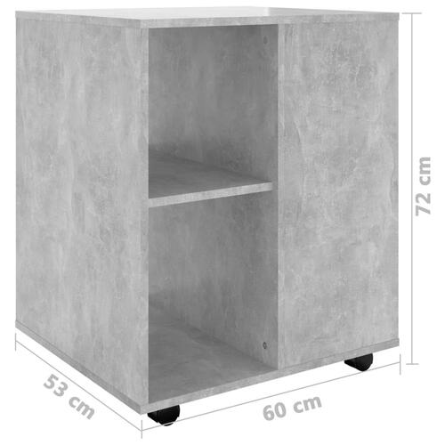 Rulleskab 60x53x72 cm konstrueret træ betongrå