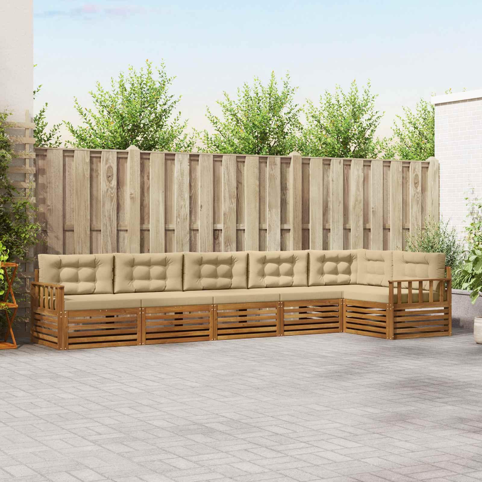 Udendørs sofagruppe med pude 6 stk Naturlig og Beige billede